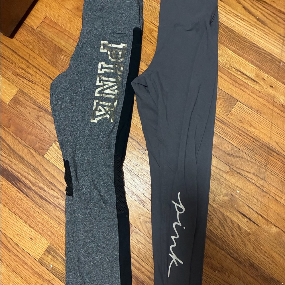 PINK Victoria's Secret Gray and Charcoal Girls' Logo Leggings